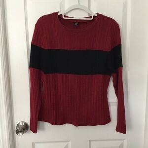 SHEIN Deep Red Ribbed Sweater